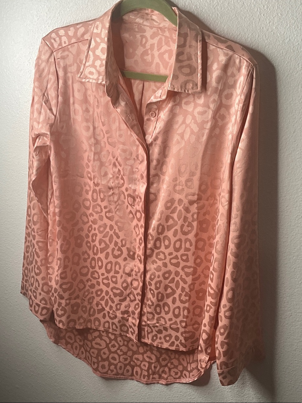 Women's Pink Leopard Satin Blouse